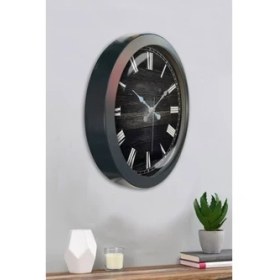 Resim Bahat Salon Ofis Duvar Saati Gri Metal Çerçeve 36 cm 
