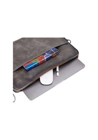 Resim Leeds 14 İnç Apple Uyumlu MacBook Ve Pc , Hakiki Deri, El Yapımı Kılıf, Gölgeli Gri Gri 