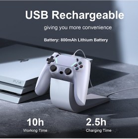 Resim Geeroyoo Ps4 Oyun Kumandası: Çift Motor Titreşim, Dokunmatik Panel, Kulaklık Ve Ses Çıkışı, 800mah Pil, Beyaz 