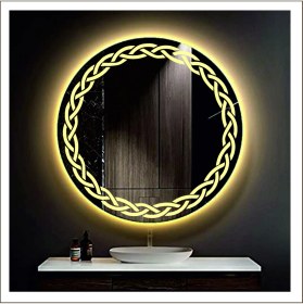 Resim Dnr-Mirror60 Cm Günışığı Ledli Tasarım Kumlamalı Banyo Aynası Makyaj Aynası Işıklı Ayna 
