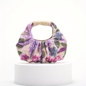 Resim Kadınlar İçin Çiçek Nakışlı Simli Tül Clutch - Manyetik Kapatmalı Yazlık Plaj Çantası, Parlak Pembe/Turuncu/Açık Mor/Koyu Mor, Fırfır Kenarlı ve Astarlı, Günlük Kullanım PVC Malzeme 