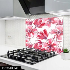 Resim Olinpa Cam Ocak Arkası Koruyucu | Çiçek Desenli 