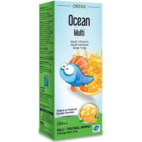 Resim ORZAX Ocean Multi Balık Yağı Ballı Portakal Aromalı Şurup 150 ML 
