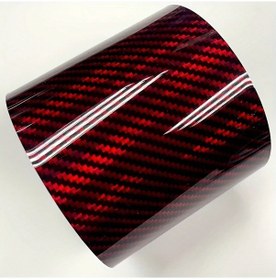 Resim Cloud011 Yüksek Parlak Kırmızı Siyah Gümüş Holografik Karbon Fiber Vinyl Kaplama 30x152cm 