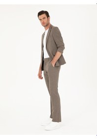 Resim Cacharel Kahverengi Slim Fit Yün Karışımlı Takım Elbise 