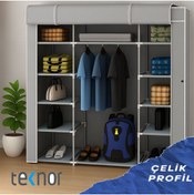 Resim Teknor Bez Dolap Çift Yandan Raf Metal Profil İskelet 