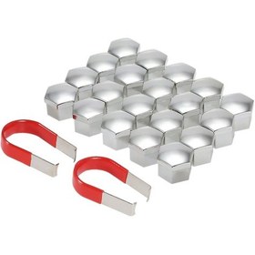 Resim Hombey 17mm İç Çaplı 15mm Yüksekliği Araba Tekerlek Somun Kapakları 20 Adet + 2 Araç - Gümüş 