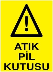 Resim Atık Pil Kutusu Uyarı Tabelası - 50x70 Alüminyum Kompozit Panel - PA2 