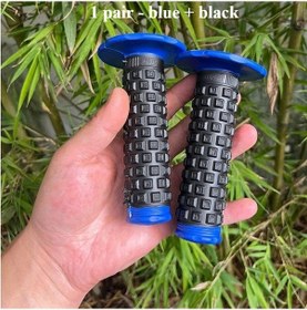 Resim Chuangyinshop 1 Çift Off-road Motosiklet Silikon Gidon Kılıfı Siyah Gövde Mavi Uçlu Kaymaz Tutma Kılıfı 