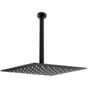 Resim Fause Ankastre Duş Başlığı Borulu Kare Slim Metal 40 X 40 Cm Tavandan Siyah 