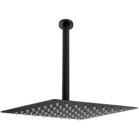 Resim Fause Ankastre Duş Başlığı Borulu Kare Slim Metal 40 X 40 Cm Tavandan Siyah 