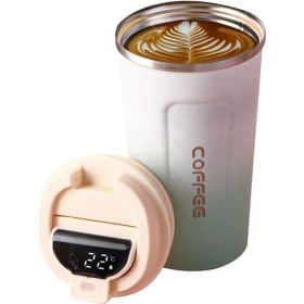 Resim Dianziye 510ml Akıllı Sıcaklık Gösteren Paslanmaz Çelik Vakumlu Termos Bardak - Taşınabilir, Damlacık Sağlam, Otomobil Uyumlu, Sıcak/soğuk İçecek Tutucu Gri 