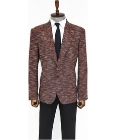 Resim Wessi Desenli Slim Fit Spor Kahverengi Erkek Ceket - Wessi Kahverengi 
