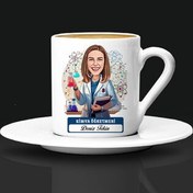 Resim Kadın Kimya Öğretmeni Karikatürlü Kahve Fincanı 