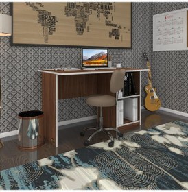 Resim Kenzlife Ofis Masası Kamikaze Cvz Sağ 75 160 60 Raflı Dolap Şeritli Bilgisayar Çalışma Masası Beyaz 