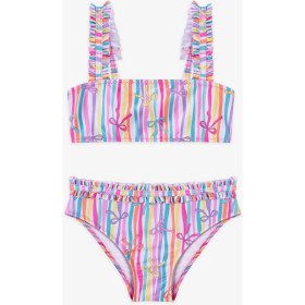 Resim Penti Renkli Kız Çocuk Ribbon Bandeau Bikini Takımı 