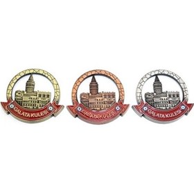 Resim İstanbul Temalı Metal Magnet Galata Kulesi Yuvarlak Tasarım Çok Renkli 