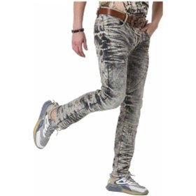 Resim CD718 Parçalı Gri Yıkama Erkek Kot Pantolon Gri 