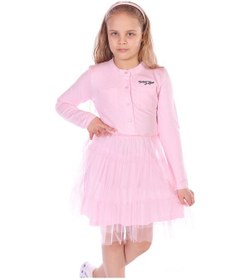 Resim Toontoy Kız Çocuk Düğmeli Toontoy Girl Nakışlı Tüllü Elbise Siyah 