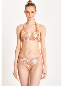 Resim Too Salty Swimwear Kadın Renkli Şal Desen Toparlayıcı Boyundan Bağlı Klasik Bel Bikini Takımı 24s108st Renkli 