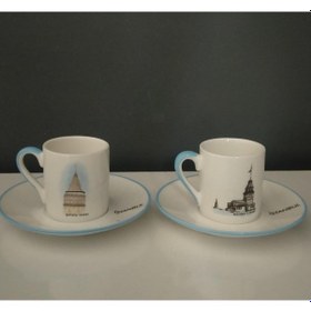 Resim Gordion İstanbul Kız Kulesi ve Galata 2 Kişilik Türk Kahve Fincan Takımı 