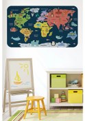 Resim Eğitici Dünya Haritası Dünya Atlası Çocuk Ve Bebek Odası Duvar Sticker -60x105-3810 Renkli 