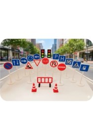 Resim Mekteplim Eğitici Trafik İşaretleri Oyun Seti 20 Parça 