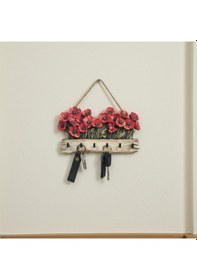 Resim Cajuart Dekoratif Kırmızı Gelincik Çiçek Motifli Katmanlı Askılık Anahtarlık Duvar Dekoru Kırmızı 