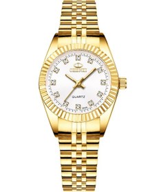 Resim Yifomall Kadınlar İçin Klasik Kuvars Saati, Ince Çelik Kordon, Parlak İmleç, 30m Su Geçirmez, Altın Beyaz Dizayn Çok Renkli 