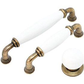 Resim Eymenyapimarket Porselen Mobilya Dolap Kulp Antik Sarı 