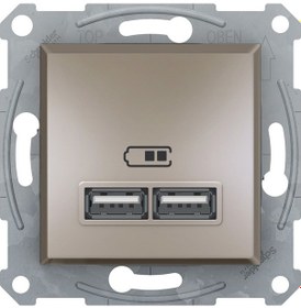 Resim Schneider Asfora Plus Bronz Usb Şarj Prizi 21A Type A Çerçevesiz 