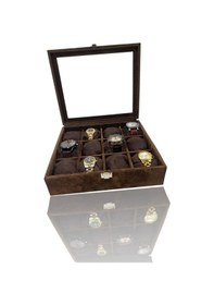 Resim RichBox 12'Li Saat Kutusu Süet Kahverengi 