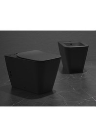 Resim İdevit Halley Mat Siyah Asma Klozet + Ultra İnce Mat Siyah Kapak 