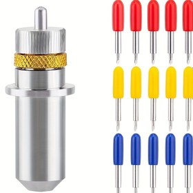 Resim 16 adet 30/45/60 derece kesme bıçakları, tungsten çelik çizgi makinesi bıçakları ile kesme bıçağı tutucusu, çizgi makineleri için kullanılır (bir bıçak tutucu + 15 bıçak) 
