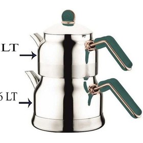 Resim Tombik Orta Boy Çelik Çaydanlık Takımı Siyah 