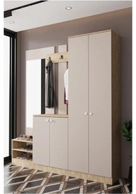 Resim Evora-17 188 Cm Lüks, Mdf Vestiyer Portmanto Dolabı. Vizon 