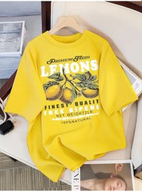 Resim Snapbuy Limon Meyveli Kadın Spor T-shirt O-boyun Rahat Kısa Kollu Premium Taze Baskıkahverengi Kahverengi 