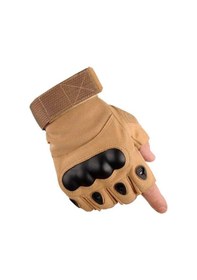 Resim Motorcu/motosiklet Yarım Kaymaz Çöl Sarısı Bej Eldiven 