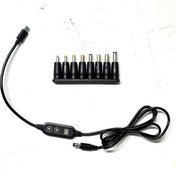 Resim Ayarlanabilir Voltaj PD Şarj Kablosu, 5V/9V/12V/15V/20V, Type-C'den DC Erkek Konnektöre 5.5x2.1mm veya 8 Farklı Adaptör Fişi, 8 Pinli Arayüz Dahil 