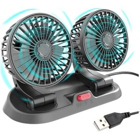 Resim Tenfowee Araç İki Başlı Fan, 2 Hızlı Rüzgar, 360 Döner, Çok Açıklı Havalandırma, Usb/12v/24v Girişi, Araçlar İçin Sıcakkan 