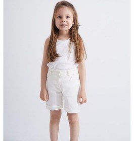 Resim Oliventhekid Taşlı Detaylı Kız Çocuk Şort Beyaz Beyaz 
