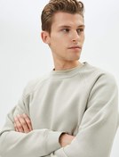 Resim Bisiklet Yaka Sweatshirt Dikiş Detaylı Rahat Kesim Şardonlu 