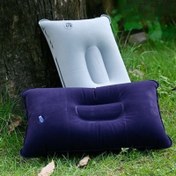 Resim 2 Adet Katlanabilir Taşınabilir Şişme Yastık - Büyük Kare Ergonomik Tasarım, Kamp, Seyahat, Ofis ve Uçuşlar İçin Hafif & Dayanıklı - Makinede Yıkanabilir, Tüm Mevsimlerde Kullanım (Açık Mavi & Lacivert), Şişirilebilir Mobilya, Çok Amaçlı Yastık, Kolay Saklama, Rahatlık Yastığı, Ofis Çalışanlar İçin 