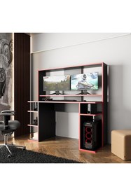 Resim Bimossa Dante S8480 Oyuncu Masası Siyah Kırmızı 140 Cm 