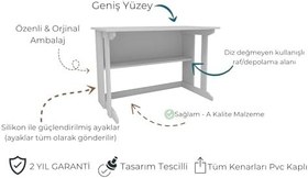 Resim Pillar Raflı Ders Çalışma Masası Bilgisayar Masası Beyaz Çalışma Masası 