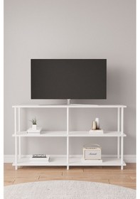Resim Çevir Kur 150 Cm Beyaz B.d Raflı Tv Sehpası, Tv Ünitesi 150 75 29 Cm Beyaz 