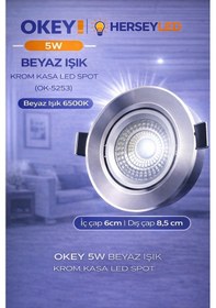 Resim Okey 5w Beyaz Krom Kasa Led Spot Beyaz 