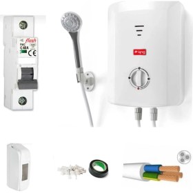 Resim King K 7008 Ekvator Elektrikli Şofben + 3mt Kablo Dahil Takım Montaja Hazır Set 