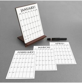 Resim 2027 Ahşap Masa Takvimi, Aylık Planlamalı 2027 Takvim, Klasik Takvim 