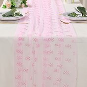 Resim Fairymaiden Pembe Kurdele Mesh Masa Runner - Hafif Pembe ile Zarif Kurdele Tasarımı, Polyester Kumaş, Düğünler, Doğum Günleri, Noel ve Mezuniyet Partisi Dekoru için Mükemmel, Düğün Masa Dekoru | Zarif Masa Aksesuarı | Dekoratif Mesh Kumaş, Fairymaiden 